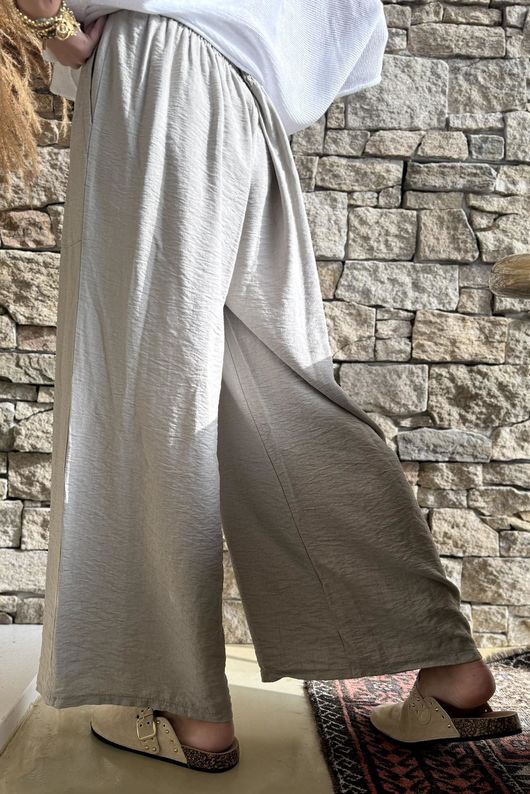 Basso Shirring Wide Leg Pant Taupe
